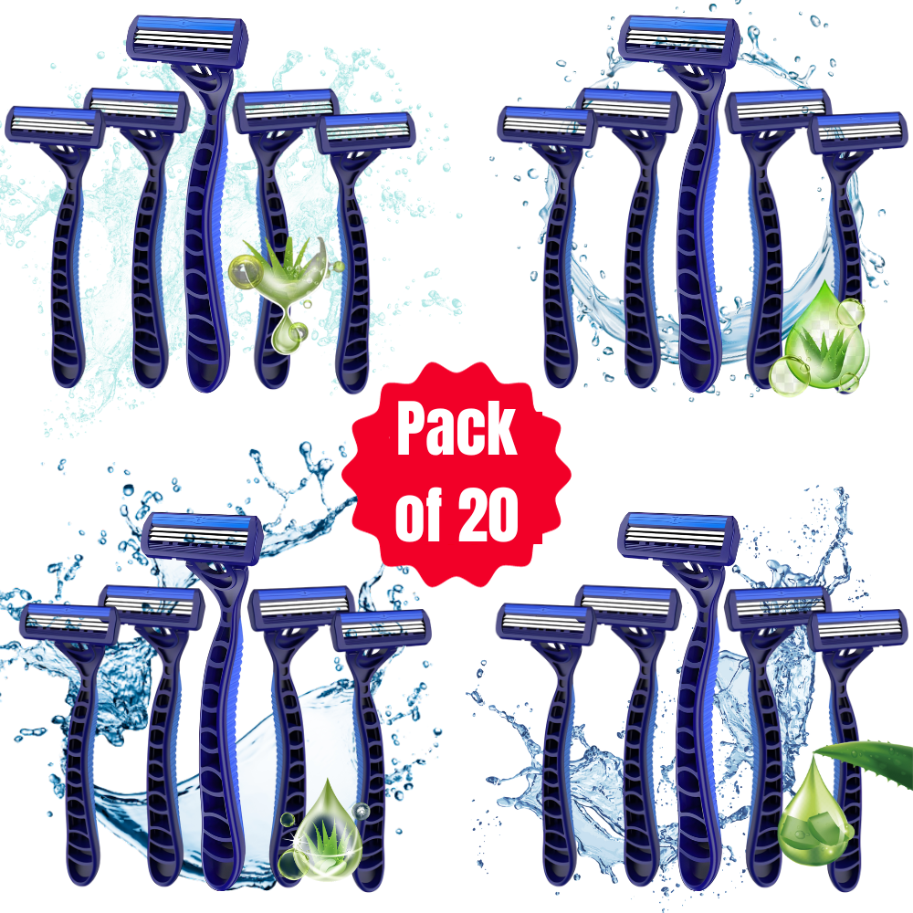 Premium 3 Blades Disposable Razors | Pack of 20