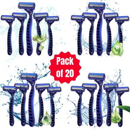 Premium 3 Blades Disposable Razors | Pack of 20