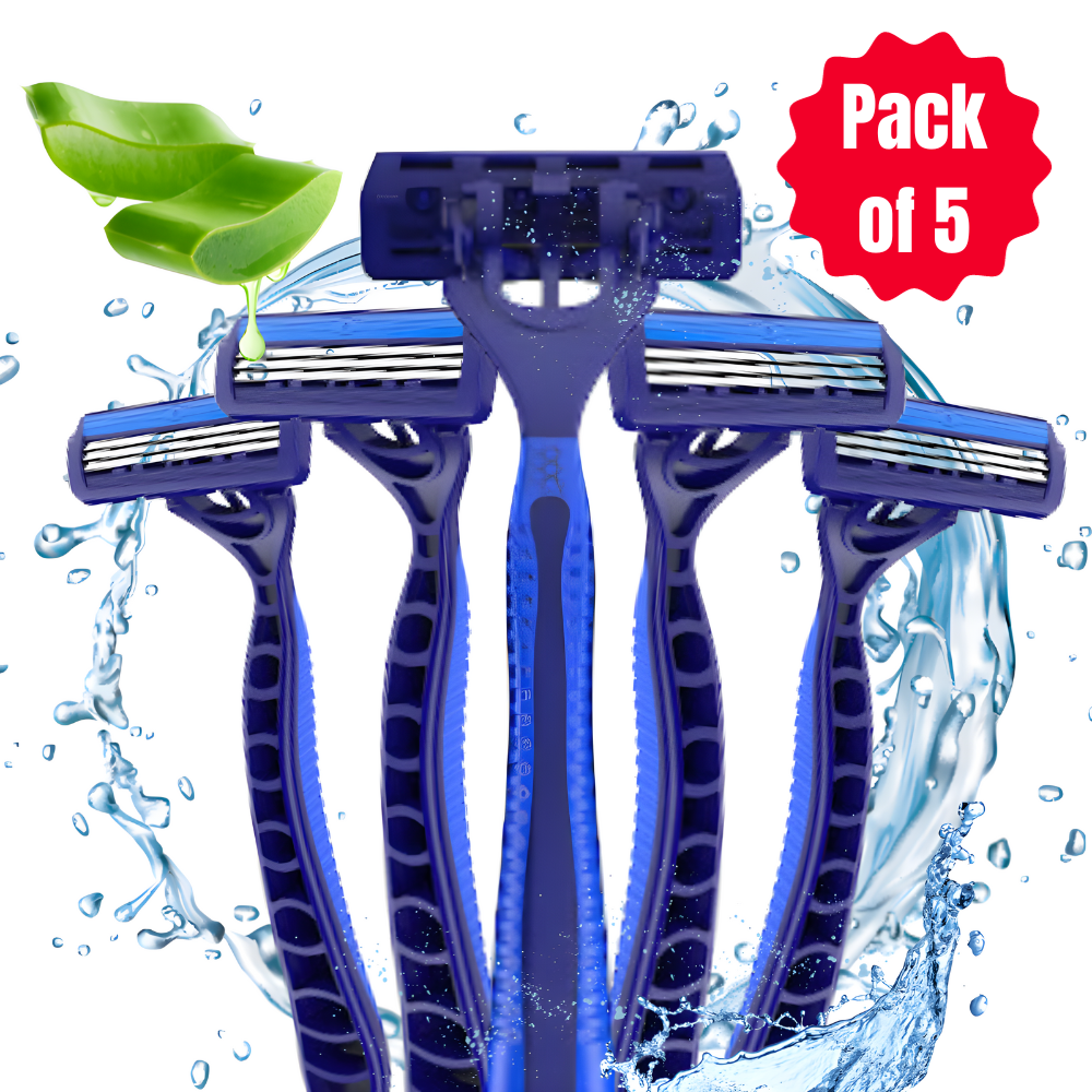 Premium 3 Blades Disposable Razors | Pack of 5